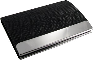BCD15 - Black PU Business Card Case with polished plate