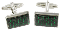  CL80 Cuff Links Oblong-Green Squares 