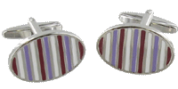 CL91 Cuff Links Oval Coloured Lines  