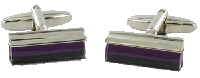 CL93 Cufflinks Chrome Purple Bar   