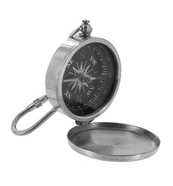 COM02 - Silver coloured Chain Compass