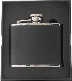 FL3 -  6oz Black Leather Flask