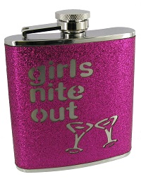 FL55 - 6oz Pink Glitter Girls Nite out flask