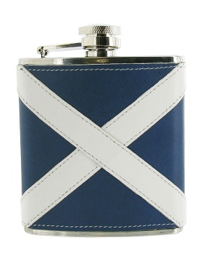 FL57 - 6oz Scottish Flag Leather flask 