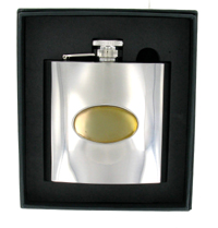 FL6 - 6oz Steel Flask with Gold Badge