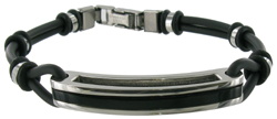 WB22 Rubber/Stainles Steel Knot Black Bangle