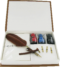 CAL05 - Caligraphy Pen Set Quill Pen, 4 Nibs, 3 Inks & Stationery  