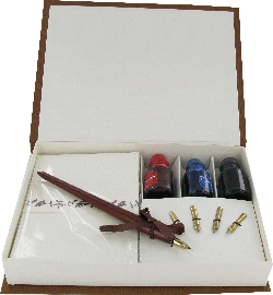 CAL07 - Caligraphy Pen Set Wood Pen, 4 Nibs,3 Inks & Sationery  