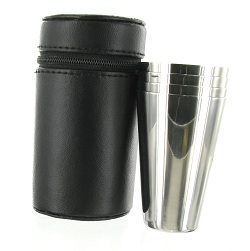 CU5 - Large 4 Cup Set in Black Leather Case