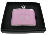 FL39 - 4oz Pink Flask With Star Bling Decal 