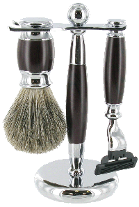 SHV110 - Heavy Mach 3 Shaving Set Badger Brush In Brown